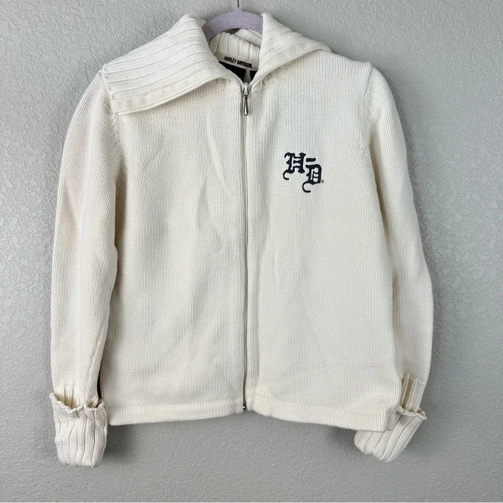 Vintage Y2K Harley Davidson knit motorcycle jacket size XL - Picture 1 of 7